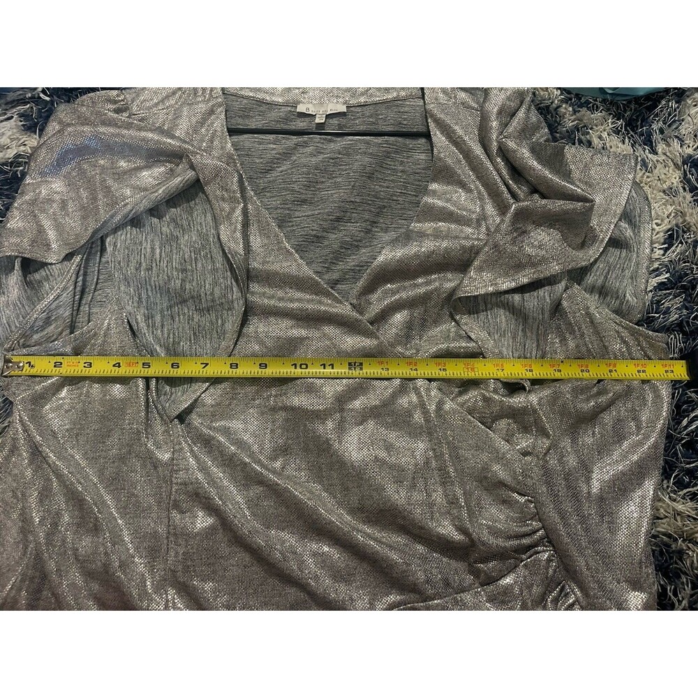 Skies Are Blue Metallic Silver Blouse- 3X - Picture 7 of 16